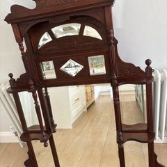 Antique wooden overmantle mirror