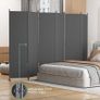 6-Panel 6 ft Tall Indoor Folding Room Divider, Portable Privacy Screen, Freestanding Partition Separator, Temporary Wall Separation for Bedroom, Office, 120" W X 71" H, Dark Grey Image 6