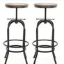 Affordable Industrial Style Height Adjustable Swivel Bar Stool With Natural Pinewood Top Image 2