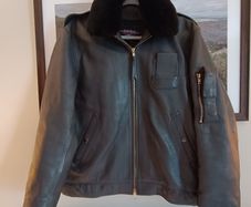 Gibson & Barnes Leather Flight Jacket Navy Blue Size 38R