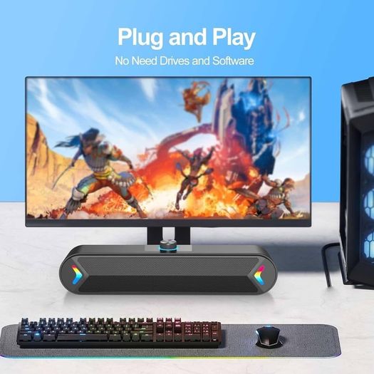 PC Speakers, USB-Powered Computer Speakers for Desktop Computer Laptop,3.5 Aux-in, with Lights, Plug and Play