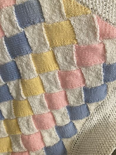 Hand knit colourful blanket
