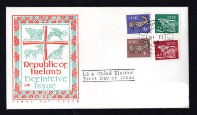 1969 Ireland Gerl Definitive 4d, 5, 10d & 1s Illustrated First Day Cover (FDC)