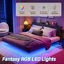 5ft King Bed Frame with USB Charging Station and LED Lights,Floating Bed Frame King Size with Storage Headboard,Upholstered King Bed Frames No Box Spring Needed,Noise-Free Metal bed Image 4