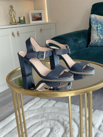 Ladies Navy Block Heel Sandals by Carvela