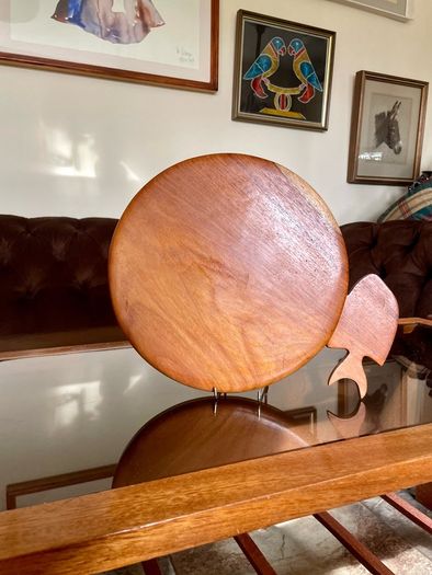 Vintage Teak Mid Century Divided Serving Platter Carved Handle Retro Stylised Fish