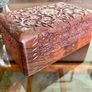 Vintage Indian Floral Design Hand Carved Sheesham Rose Wood Jewellery Keepsakes Box Image 3