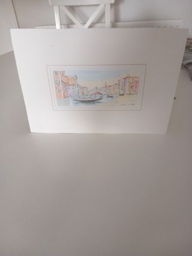 Signed Watercolour On Card of Venice