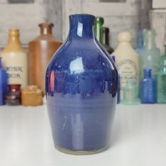 272 - Vintage 1950s Cobalt Blue Glazed Stoneware Decorative Collectible Display Furniture Cream Bottle