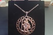 NEW sterling silver St.Christopher protecting drivers and traveling people Necklace &amp; chain RRP 145 eur in box