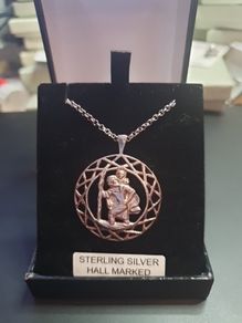 NEW sterling silver St.Christopher protecting drivers and traveling people Necklace & chain RRP 145 eur in box