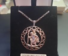 NEW sterling silver St.Christopher protecting drivers and traveling people Necklace & chain RRP 145 eur in box
