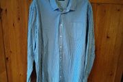 Man's plus size Pre End Blue and white stripe shirt.