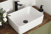 White Rectangular Countertop Sink 40.5x30.5x13cm Countertop Basin, Smooth Glazed Surface, Cloakroom &amp; Toilet Use, Easy Clean, Modern Bathroom Design