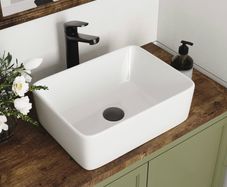 White Rectangular Countertop Sink 40.5x30.5x13cm Countertop Basin, Smooth Glazed Surface, Cloakroom & Toilet Use, Easy Clean, Modern Bathroom Design