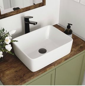 White Rectangular Countertop Sink 40.5x30.5x13cm Countertop Basin, Smooth Glazed Surface, Cloakroom & Toilet Use, Easy Clean, Modern Bathroom Design