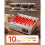 Commercial Electric Griddle, 535 x 300 mm, 3200W, 50-300C Adjustable Temp Control, Stainless Steel Body, Half Grooved Half Flat, with 2 Spatulas, 2 Brushes, and 4 Foot Pads, for Steak, Pancake Image 3
