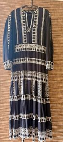 Zara embroidery linen maxi dress XS