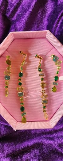 Swarovski asymmetrical drop green crystal earrings