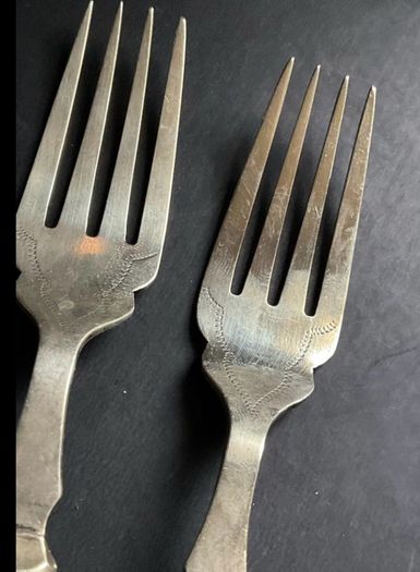 Antique 1907 Sheffield Sterling Silver & Bone-Style Dessert Forks (Set of 6)