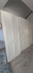 Solid Wood White Internal Panel Doors x 3 - For Sale