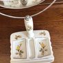 Vintage yellow rose pattern ceramic cottagecore shaving/ beauty mirror Image 8