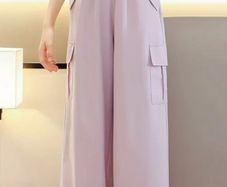 Thin loose material cargo trousers