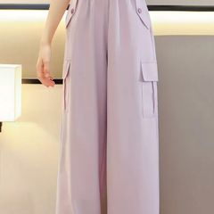 Thin loose material cargo trousers