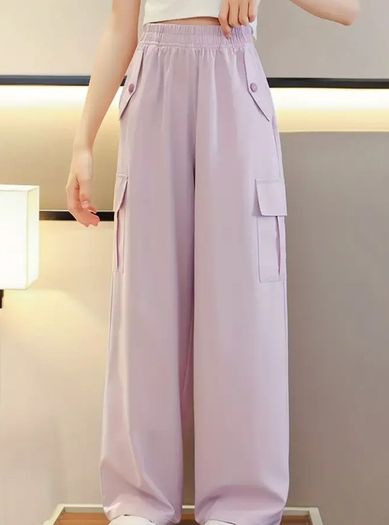 Thin loose material cargo trousers