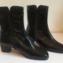 Soffice Sogno Ladies Black Italian Patent Leather Crocodile Print Ankle Boots UK3 New CAN POST Image 2