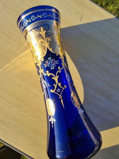 Large Bohemian glass vase in Art Nouveau style