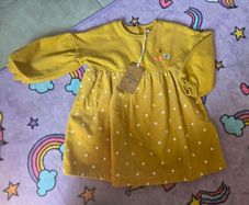 9-12m, With Tags Soft Corduroy Jumper Dress - Embroidered