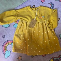 9-12m, With Tags Soft Corduroy Jumper Dress - Embroidered