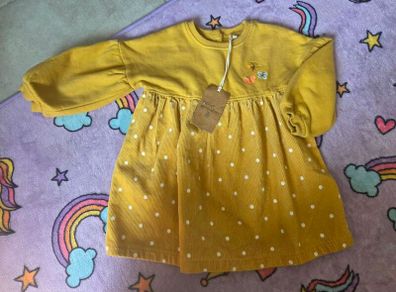 9-12m, With Tags Soft Corduroy Jumper Dress - Embroidered