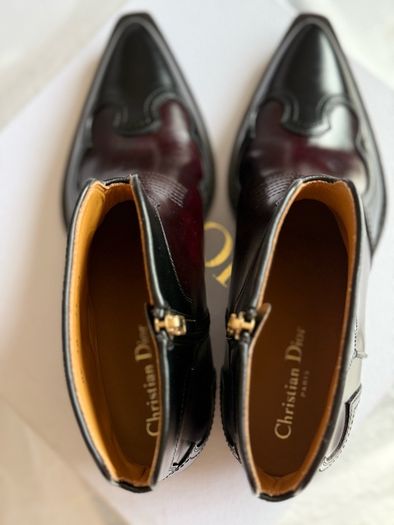 NEW Christian Dior West Boot Black/Burgundy Leather