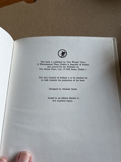 Tom Mac Intyre - Blood Relations. H/B. 1972. Ltd 500 Copies Only. Zozimus Books