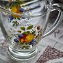 1950s Glass Juice Jug Large Vintage Pitcher with Fruit Floral Pattern no chips or cracks Image 3