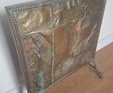 Old Fashioned Brass Fire Sceen