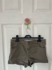 Khaki green womens denim shorts