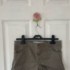 Khaki green womens denim shorts