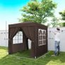 2 x 2 m Garden Pop Up Gazebo, Wedding Party Tent Marquee, Water Resistant Awning Canopy with Sidewalls. Windows, Carry Bag, Coffee Image 2