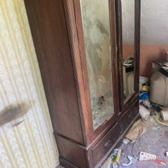 Vintage Antique Mirrored Double Wardrobe with Drawers