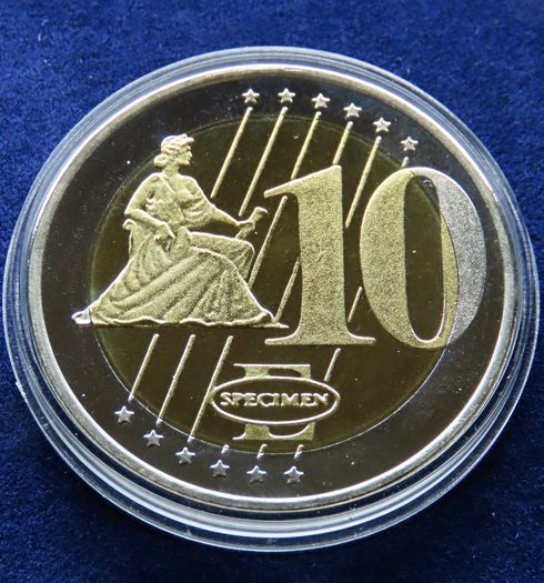 Germany UNITED FATHERLAND 2010 10 euro probe Trial Pattern Specimen Coin .