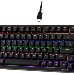 GM326 Mechanical Keyboard,Wired Gaming Keyboard,75% Percent TKL Hot Swappable Compact LED Backlit USB C Mechanical Gaming Keyboards with Knob for PC Windows Mac,QWERTY Layout,Black,Red Switches