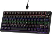GM326 Mechanical Keyboard,Wired Gaming Keyboard,75% Percent TKL Hot Swappable Compact LED Backlit USB C Mechanical Gaming Keyboards with Knob for PC Windows Mac,QWERTY Layout,Black,Red Switches