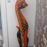 Vintage Indonesian folk art tall wooden cat sculpture Image 2