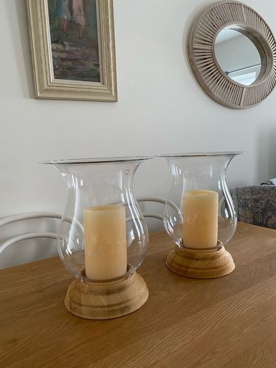 Glass Candle Holder pair