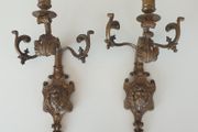 French pair brass wall sconces for candles vintage