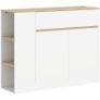 Sideboard, large cabinet compartment, 3 shelf compartments, drawer, 105 x 30 x 81.5cm, White/Wood Image 5
