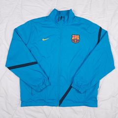 Nike FC Barcelona 2011 2012 Vintage Blue Football Training Windbreaker Jacket Size XL